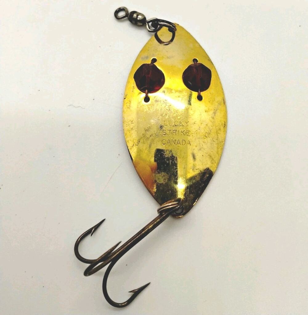 Lucky Strike Half-Wave No. 2 Spoon Casting Lure 3in 1/2oz Gold/Red Swivel